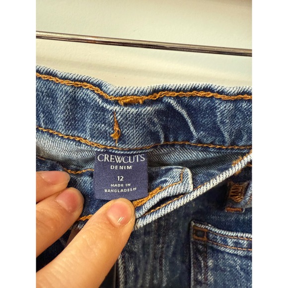 New Dark Wash Crewcuts by J.Crew Kids Size 12 Denim Wide Leg Crop Jeans - Picture 4 of 5